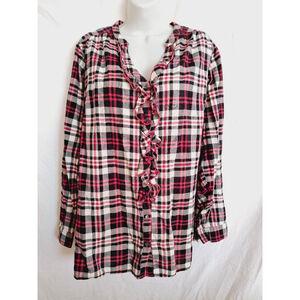 Women's Lane Bryant Shirt, 18/20, pink & Black Plaid country ruffle